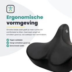 Voltano City XXXL Fietszadel – Unisex Extra Breed Fietszadel – Tegen Zadelpijn – 100% Waterdicht – Incl. Gratis Zadelstrop - Zwart -Fietsen Kortingswinkel 1200x1200 1498