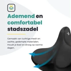 Voltano City XXXL Fietszadel – Unisex Extra Breed Fietszadel – Tegen Zadelpijn – 100% Waterdicht – Incl. Gratis Zadelstrop - Zwart -Fietsen Kortingswinkel 1200x1200 1501