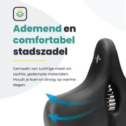 Voltano City XXXL Fietszadel Met Uitsparing – Unisex Extra Breed Fietszadel – Tegen Zadelpijn – 100% Waterdicht – Incl. Gratis Zadelstrop - Zwart -Fietsen Kortingswinkel 1200x1200 1519