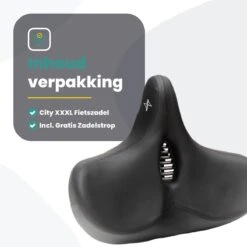 Voltano City XXXL Fietszadel Met Uitsparing – Unisex Extra Breed Fietszadel – Tegen Zadelpijn – 100% Waterdicht – Incl. Gratis Zadelstrop - Zwart -Fietsen Kortingswinkel 1200x1200 1521