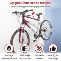 Merkloos Decopatent® Fiets Ophangsysteem Inklapbaar - Fietshaak - Wand Ophangbeugel - Muurbeugel Fiets - Fiets Ophangbeugel - Fietsbeugel -Fietsen Kortingswinkel 1200x1200 155