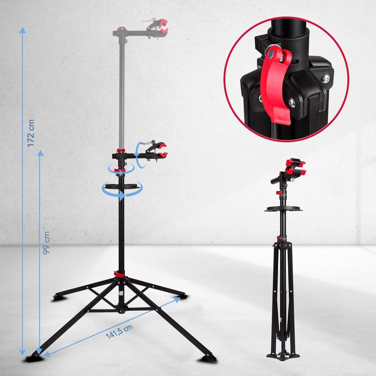 LifeGoods Fiets Montagestandaard - Fietsreparatie Racefiets / MTB - Incl. Stuurhouder - Zwart/Rood 4 LifeGoods Fiets Montagestandaard - Fietsreparatie Racefiets / MTB - Incl. Stuurhouder - Zwart/Rood - Afbeelding 4