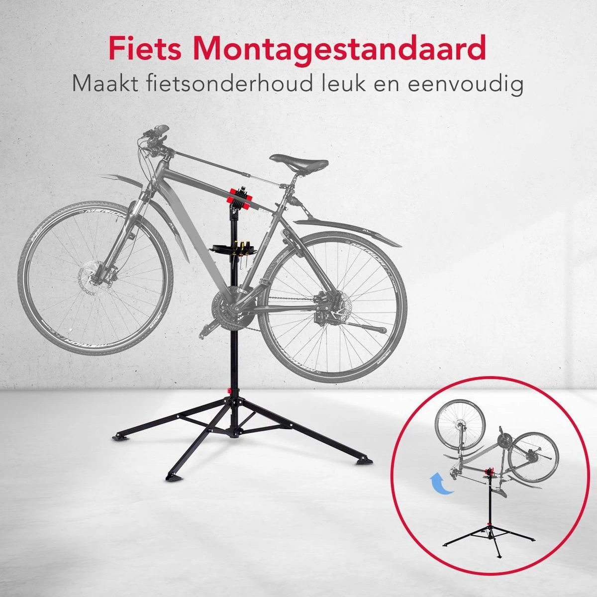 LifeGoods Fiets Montagestandaard - Fietsreparatie Racefiets / MTB - Incl. Stuurhouder - Zwart/Rood 6 LifeGoods Fiets Montagestandaard - Fietsreparatie Racefiets / MTB - Incl. Stuurhouder - Zwart/Rood - Afbeelding 6