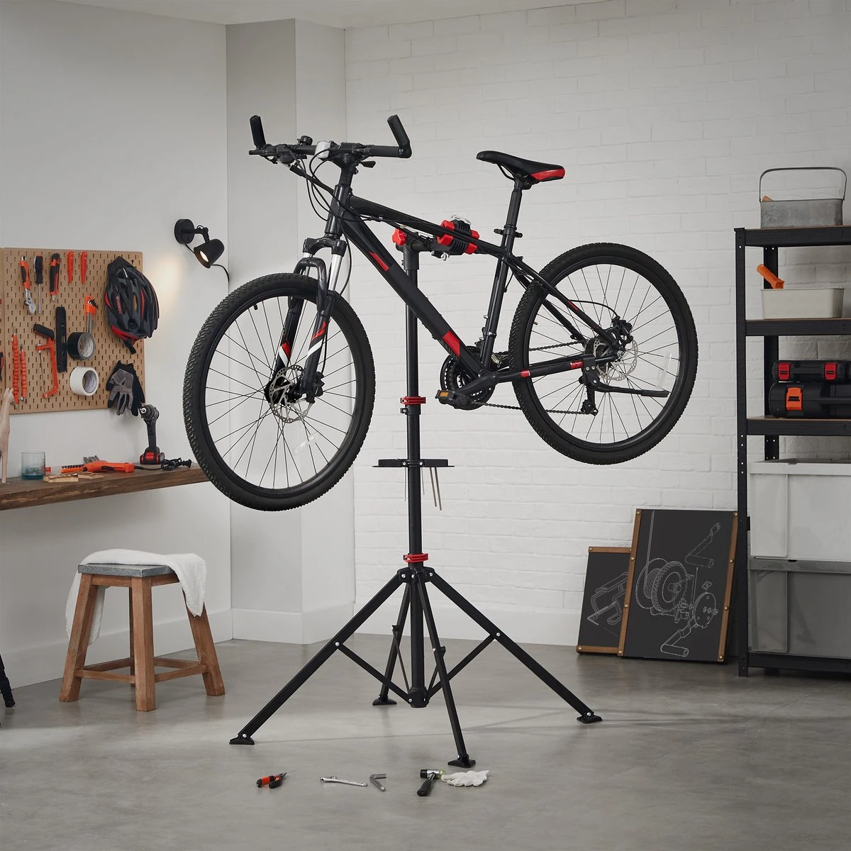 ACAZA Fiets Bevestigingsstandaard Met Snelsluiting, Gereedschapshouder En Stuurhouder, Lichte En Draagbare Reparatie Standaard Voor Fietsen, Zwart Statief 2 ACAZA Fiets Bevestigingsstandaard Met Snelsluiting, Gereedschapshouder En Stuurhouder, Lichte En Draagbare Reparatie Standaard Voor Fietsen, Zwart Statief - Afbeelding 2