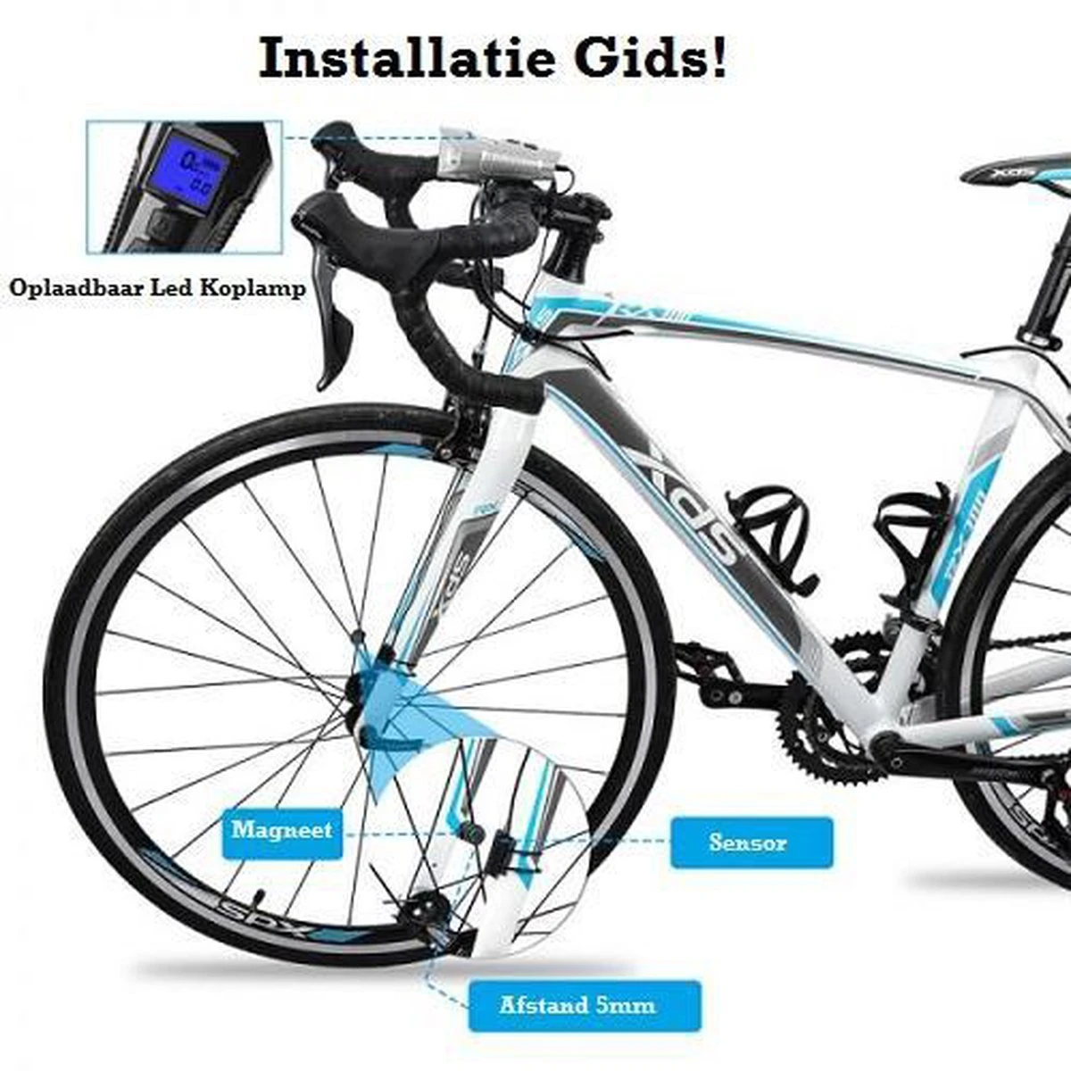 Voorlicht Fiets - Fietslicht - Led Voorlamp - 500 Lumen - Usb Oplaadbaar - Waterdicht - Koplamp Fiets - Snelheidsmeter - Claxon - Vier Standen 8 Voorlicht Fiets - Fietslicht - Led Voorlamp - 500 Lumen - Usb Oplaadbaar - Waterdicht - Koplamp Fiets - Snelheidsmeter - Claxon - Vier Standen - Afbeelding 8