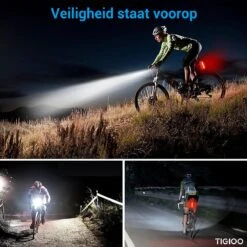 TIGIOO Fietslamp - Fietslampjes Set Koplamp - Fietslamp Voorlicht & Achterlicht USB Oplaadbaar -Fietsen Kortingswinkel 1200x1200 272