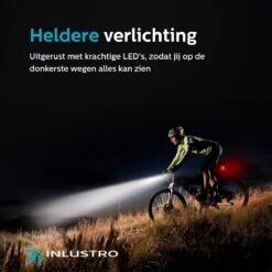 Inlustro Fietslamp Set - Voorlicht / Achterlicht - LED Fietslampjes Rood En Wit - Fietslicht Koplamp - Waterdicht - USB Oplaadbaar -Fietsen Kortingswinkel 1200x1200 339