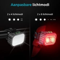 Inlustro Fietslamp Set - Voorlicht / Achterlicht - LED Fietslampjes Rood En Wit - Fietslicht Koplamp - Waterdicht - USB Oplaadbaar -Fietsen Kortingswinkel 1200x1200 341
