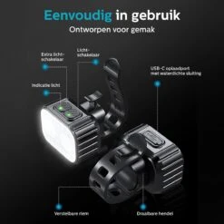 Inlustro Fietslamp Set - Voorlicht / Achterlicht - LED Fietslampjes Rood En Wit - Fietslicht Koplamp - Waterdicht - USB Oplaadbaar -Fietsen Kortingswinkel 1200x1200 342