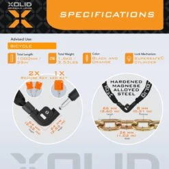 Xolid Kettingslot Met 3x Sleutel Incl. 1x LED - Solid Pantserslot Uit Gehard Staal - Gebruik Slot Lock Motor Scooter Fiets Motorslot Scooterslot - Alternatief Voor Ketting Ringslot Cijferslot Kabelslot Beugelslot - Lengte 100CM Dikte 8MM - Zwart 10 Xolid Kettingslot Met 3x Sleutel Incl. 1x LED - Solid Pantserslot Uit Gehard Staal - Gebruik Slot Lock Motor Scooter Fiets Motorslot Scooterslot - Alternatief Voor Ketting Ringslot Cijferslot Kabelslot Beugelslot - Lengte 100CM Dikte 8MM - Zwart -Fietsen Kortingswinkel 1200x1200 450