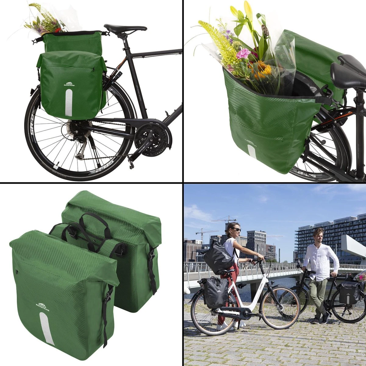 Dutch Mountains Dubbele Fietstas 46 Ltr | 100% Waterdichte Fietstas | Rolltop Sluiting | Reflectoren | Groen 3 Dutch Mountains Dubbele Fietstas 46 Ltr | 100% Waterdichte Fietstas | Rolltop Sluiting | Reflectoren | Groen - Afbeelding 3