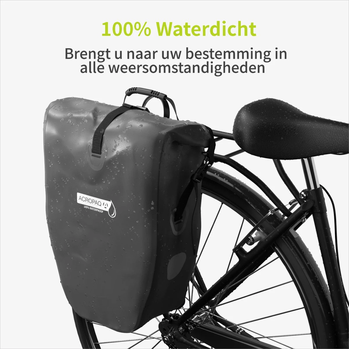 ACROPAQ Fietstas - Enkele, 25L, Waterdicht, Dragen Als Handtas En Schoudertas, Met Reflectoren - Ook Voor Elektrische Fietsen - Zwart 4 ACROPAQ Fietstas - Enkele, 25L, Waterdicht, Dragen Als Handtas En Schoudertas, Met Reflectoren - Ook Voor Elektrische Fietsen - Zwart - Afbeelding 4