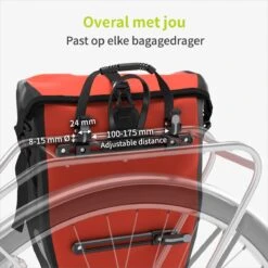 ACROPAQ Fietstas - Enkele, 25L, Waterdicht, Dragen Als Handtas En Schoudertas, Met Reflectoren - Ook Voor Elektrische Fietsen - Oranje -Fietsen Kortingswinkel 1200x1200 522