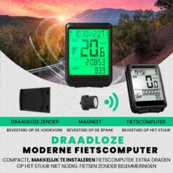 Strex Draadloze Fietscomputer - 17 Functies - Extra Groot Scherm - Draadloze Fiets Computer Draadloos Waterdicht - NL Handleiding -Fietsen Kortingswinkel 1200x1200 56