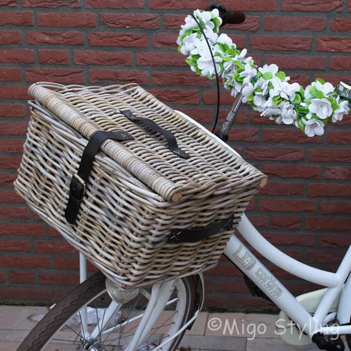 Fietsmand - Met Deksel - Bakkersmand - 42x33xH23 - Riet-Rotan 1 Fietsmand - Met Deksel - Bakkersmand - 42x33xH23 - Riet-Rotan