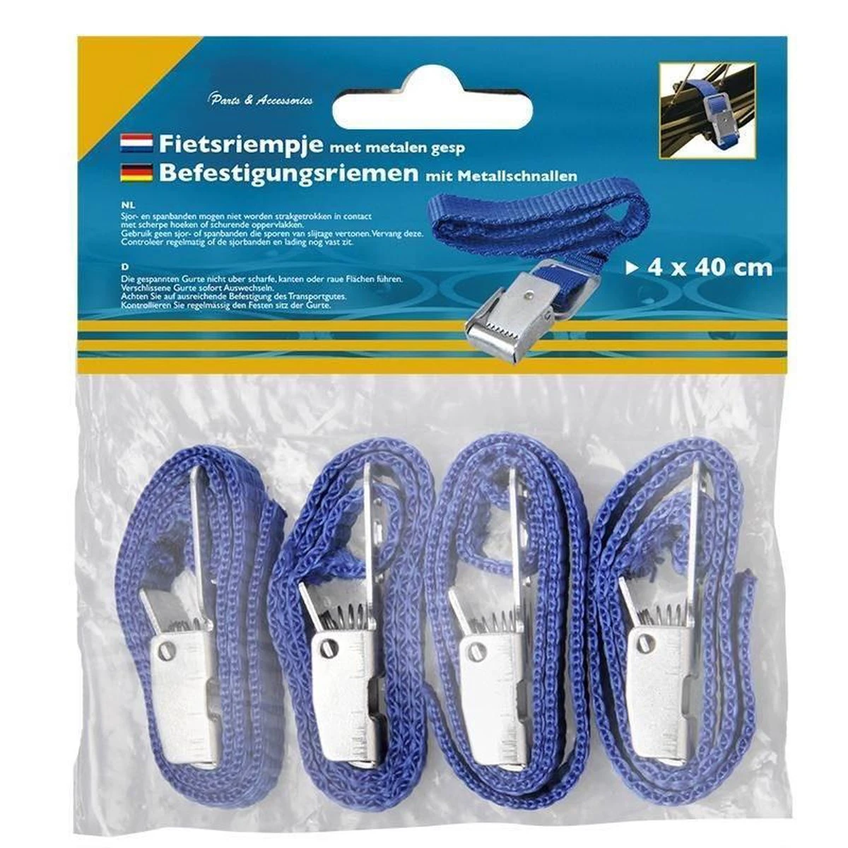 PROPLUS Pro Plus Fietsriempjes Met Metalen Gesp - Fietsendrager - 4 Stuks 6 PROPLUS Pro Plus Fietsriempjes Met Metalen Gesp - Fietsendrager - 4 Stuks - Afbeelding 6