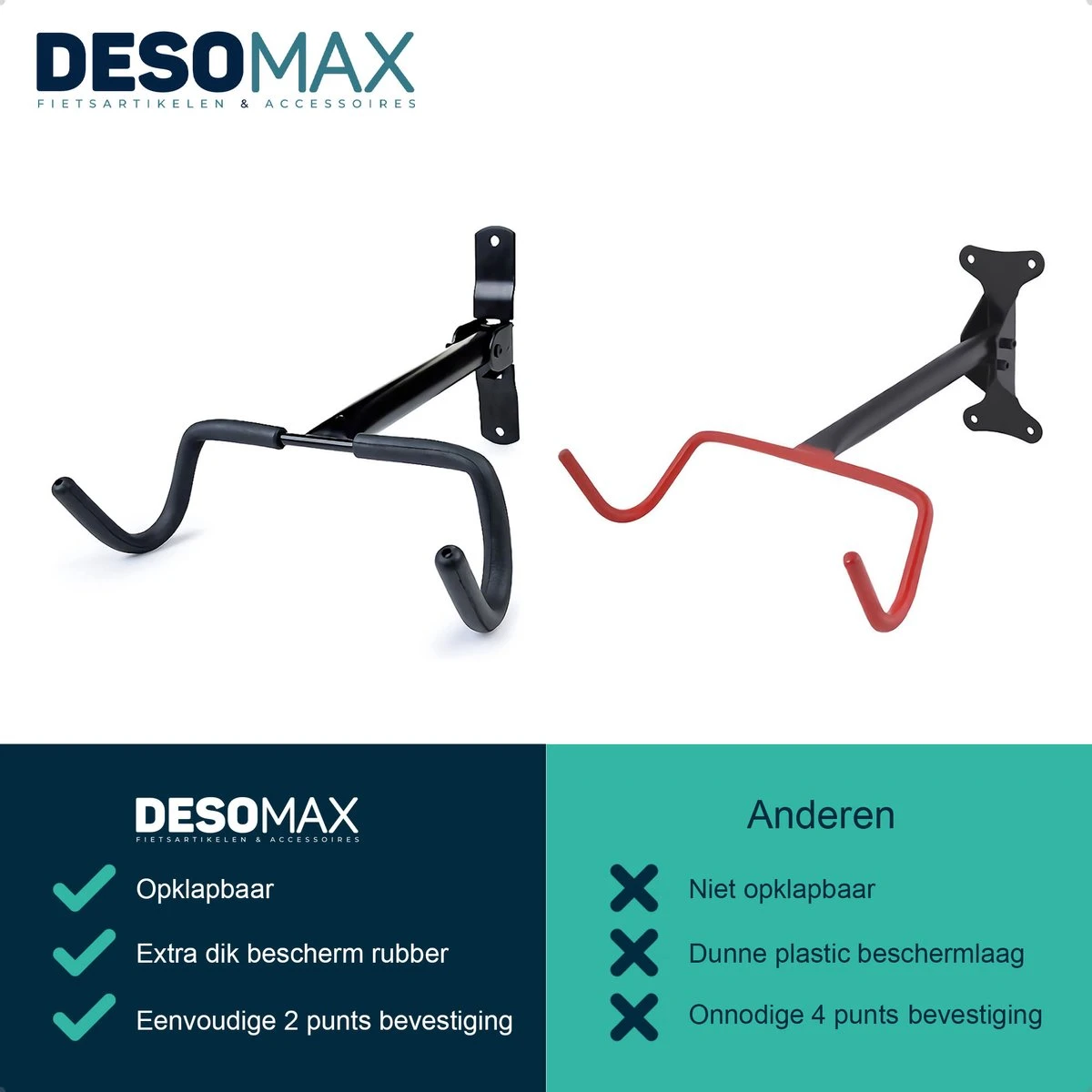 Fiets Ophangsysteem Ophangbeugel En Muurbeugel DesoMax® Muurhaak - Muurbevestiging Voor Het Frame - Wandhouder 5 Fiets Ophangsysteem Ophangbeugel En Muurbeugel DesoMax® Muurhaak - Muurbevestiging Voor Het Frame - Wandhouder - Afbeelding 5