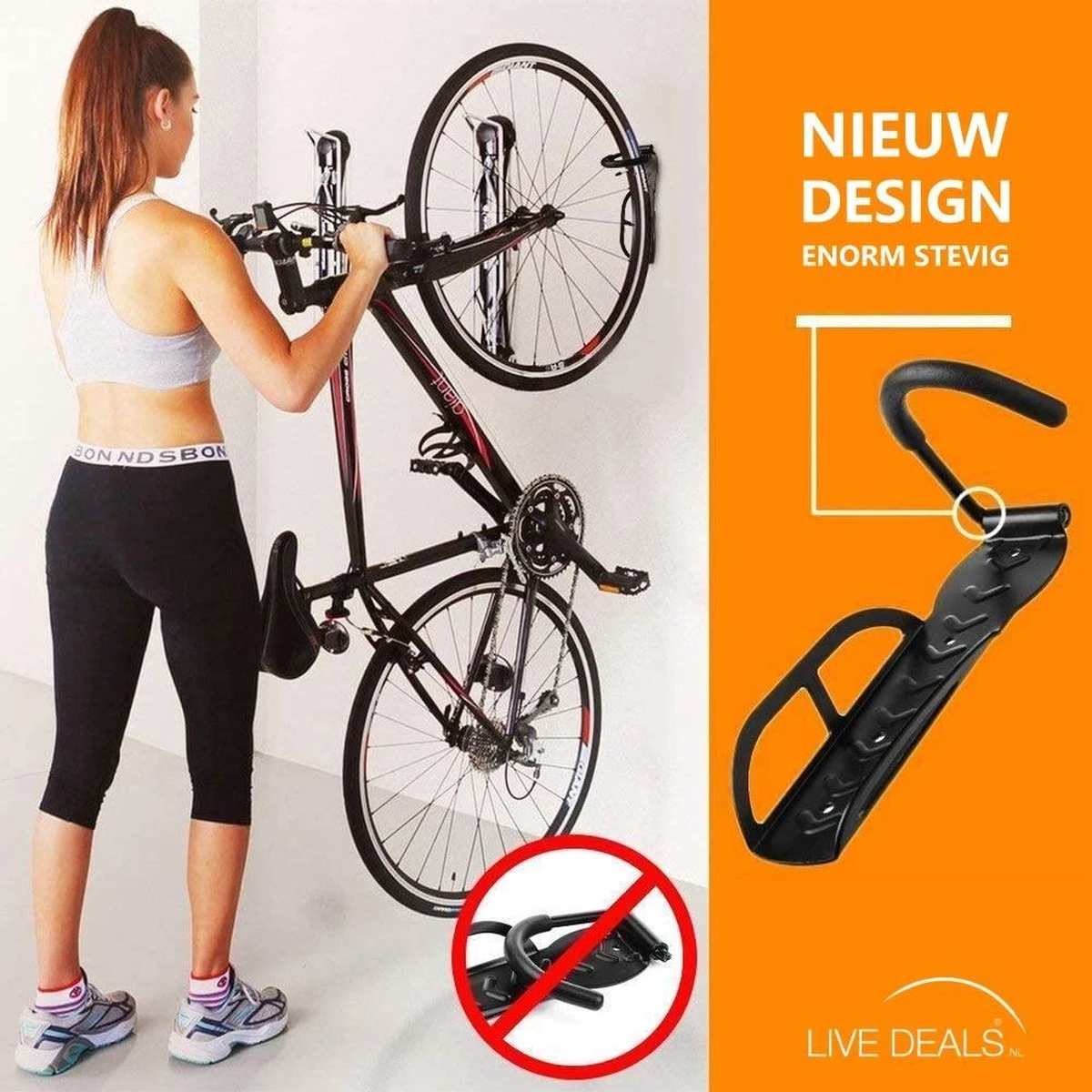 Merkloos Fiets Ophangsysteem | Fietshaak | Muurbeugel Fiets | Fiets Ophangbeugel | Fietsbeugel | Fietsenrek | Fiets Ophangen | Tot 25 KG 4 Merkloos Fiets Ophangsysteem | Fietshaak | Muurbeugel Fiets | Fiets Ophangbeugel | Fietsbeugel | Fietsenrek | Fiets Ophangen | Tot 25 KG - Afbeelding 4