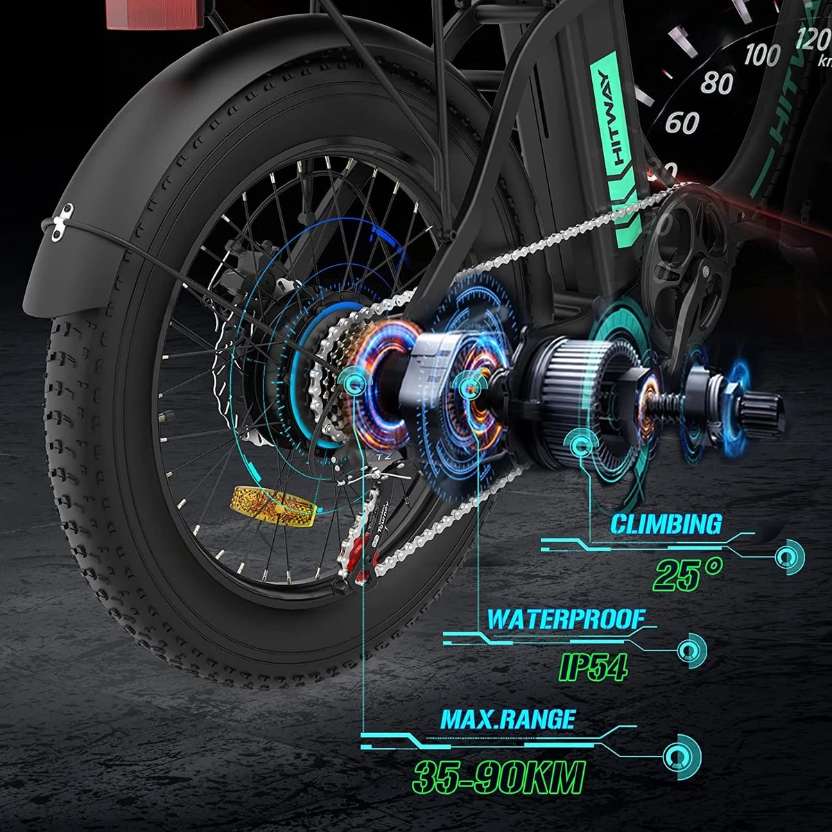 HITWAY E Bike Fat Tire Urban Opvouwbare Elektrische Fiets, 20 Inch, 250W/36V/11,2Ah Batterij Voor Heren En Dames 3 HITWAY E Bike Fat Tire Urban Opvouwbare Elektrische Fiets, 20 Inch, 250W/36V/11,2Ah Batterij Voor Heren En Dames - Afbeelding 3