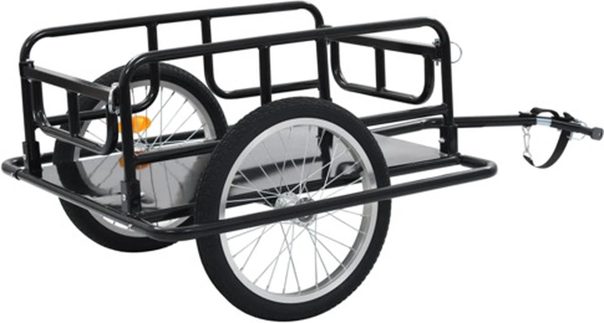 VidaXL Fietskar 130x73x48.5 Cm Staal Zwart 7 VidaXL Fietskar 130x73x48.5 Cm Staal Zwart - Afbeelding 7