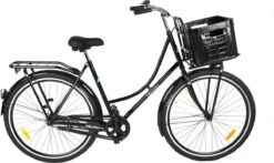 Wheelerz.nl Omafiets 28 Inch / 53cm Zwart | Incl Voordrager & Krat