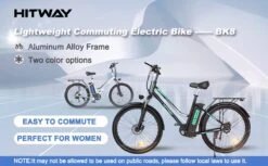 HITWAY 26 Inch E-bike, Elektrische Fiets Voor Heren En Dames, Pedelec Stadsfietsen, 250 W Motor, 36 V/11,2 Ah E-bike, Shimano 7 Versnellingen, 35-90 Km| Wit / Blauw -Fietsen Kortingswinkel 1200x742 10
