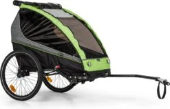 Klarfit Kiddy King Fietskar Voor Kinderen - Fietsaanhanger Voor 1 Tot 2 Kinderen Vanaf 12 Maanden - Joggerbuggy - Met Gaas En Regehoes - Inclusief Opbergruimte