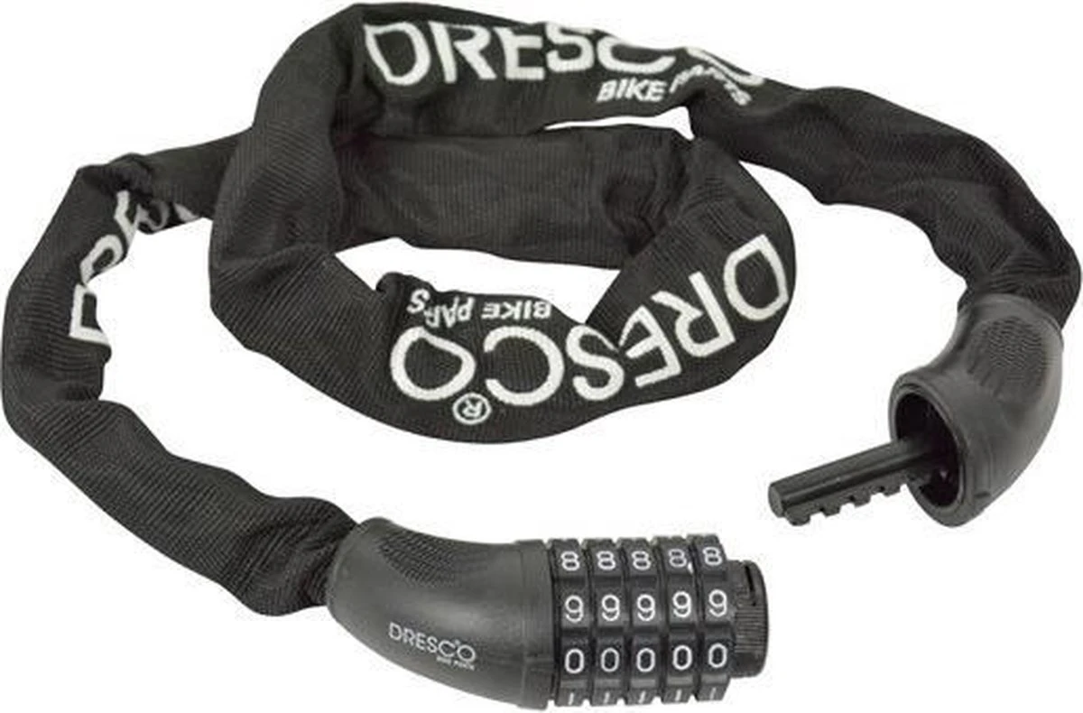 Dresco - Kettingcijferslot - 90cm - Rond 6mm - Zwart 3 Dresco - Kettingcijferslot - 90cm - Rond 6mm - Zwart - Afbeelding 3