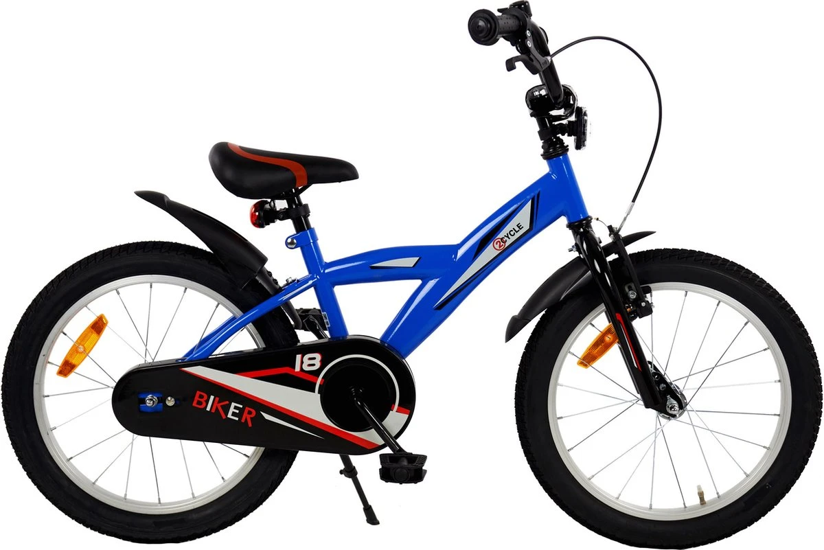 2Cycle Biker Kinderfiets - 18 Inch - Blauw - Jongensfiets 5 2Cycle Biker Kinderfiets - 18 Inch - Blauw - Jongensfiets - Afbeelding 5
