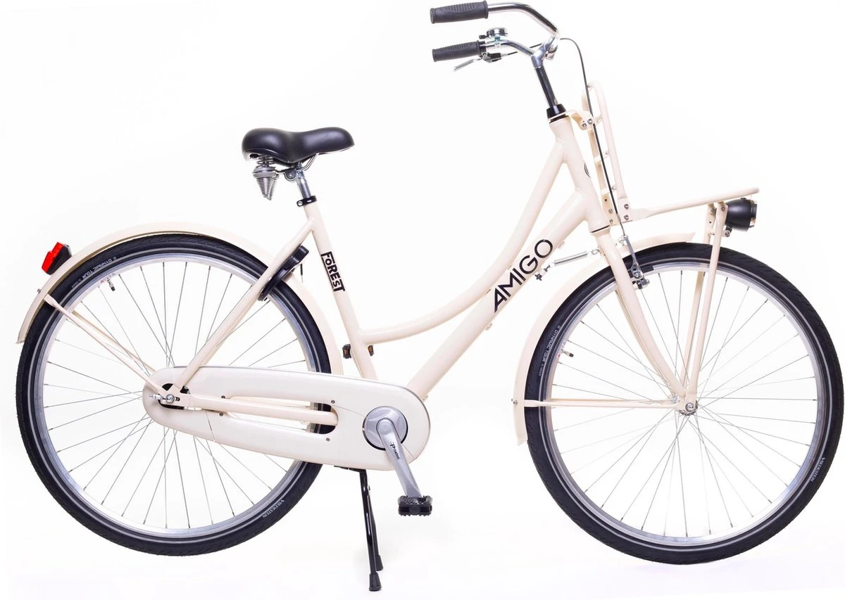 Amigo Forest - Transportfiets 28 Inch - Damesfiets Met Voordrager - Crème 1 Amigo Forest - Transportfiets 28 Inch - Damesfiets Met Voordrager - Crème