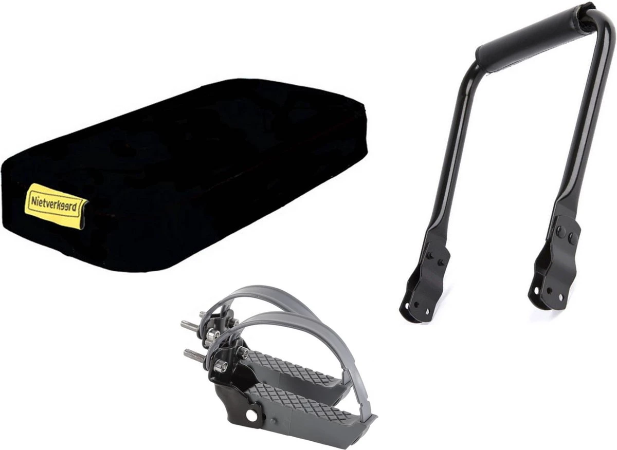 ROJO Rugsteun Bagagedrager + Fietskussen Bagagedrager + Voetsteunen (Universele Set) 1 ROJO Rugsteun Bagagedrager + Fietskussen Bagagedrager + Voetsteunen (Universele Set)
