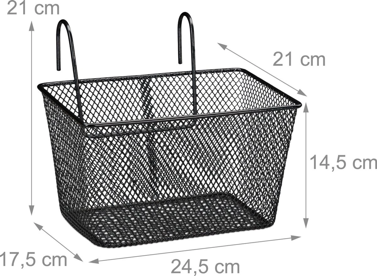Relaxdays Fietsmand Stuur - Fietsmandje Met Haken - Fiets Mand Voorop - Klein - Metaal - Zwart 4 Relaxdays Fietsmand Stuur - Fietsmandje Met Haken - Fiets Mand Voorop - Klein - Metaal - Zwart - Afbeelding 4