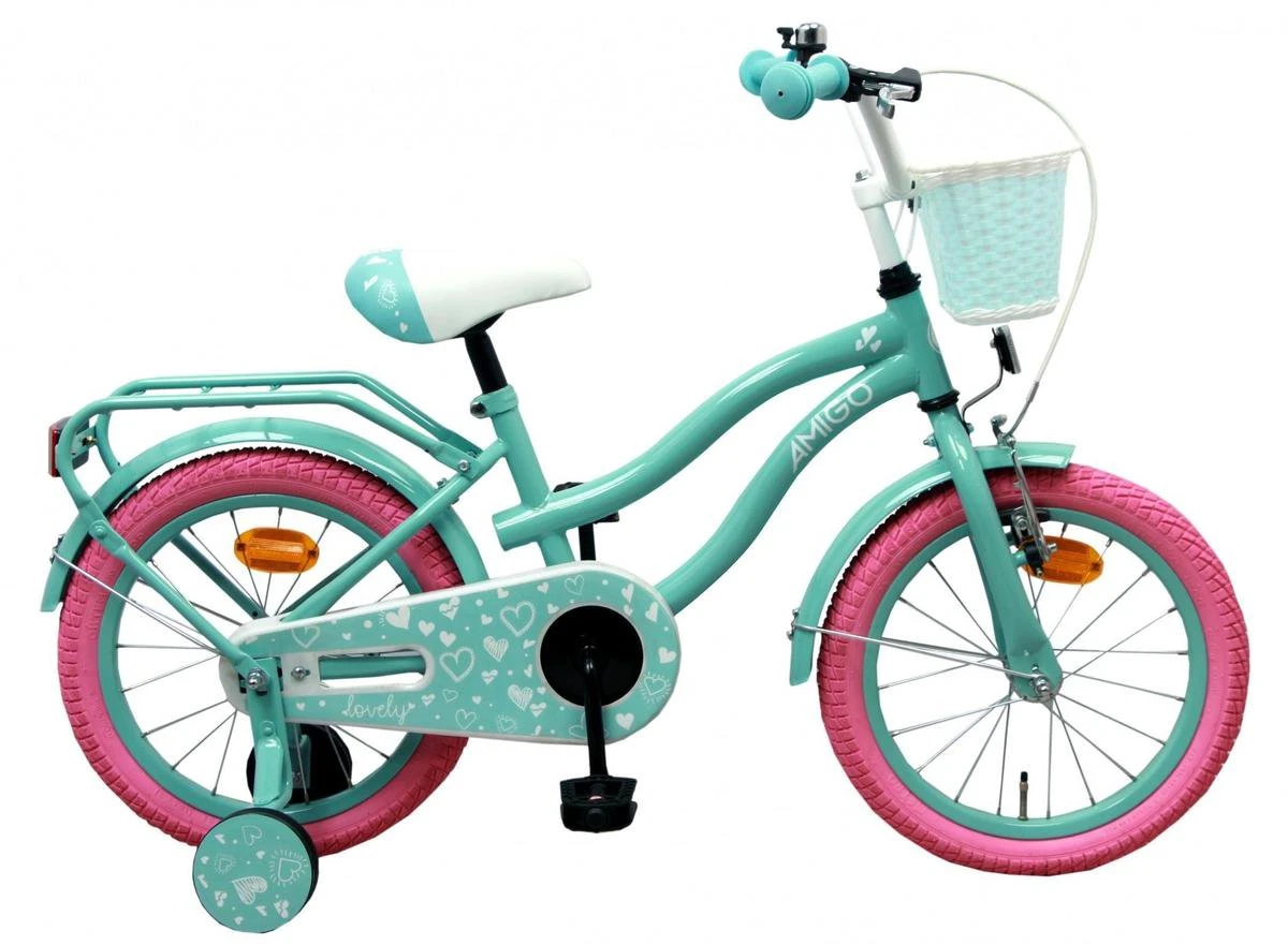Amigo Lovely Meisjesfiets - Kinderfiets 12 Inch - Turquoise 1 Amigo Lovely Meisjesfiets - Kinderfiets 12 Inch - Turquoise