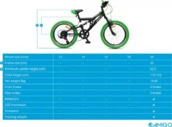 Amigo Fun Ride - Mountainbike 20 Inch - Voor Jongens En Meisjes - Met 7 Versnellingen - Zwart/Groen -Fietsen Kortingswinkel 1200x885 3