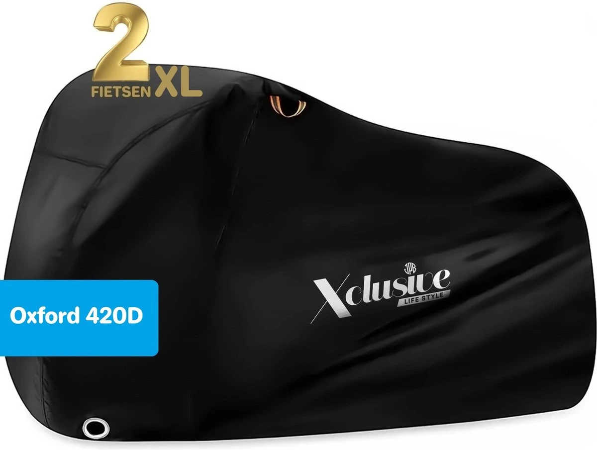Xclusive-lifestyle® Fietshoes XXL - Universeel - 1 Of 2 Fietsen - Ultra Oxford 420D Zeer Sterk En Extra Dik - Bakfietshoes - Fietscover - Waterdichte PU Coating - Met Opbergtas En Zadelhoes 1 Xclusive-lifestyle® Fietshoes XXL - Universeel - 1 Of 2 Fietsen - Ultra Oxford 420D Zeer Sterk En Extra Dik - Bakfietshoes - Fietscover - Waterdichte PU Coating - Met Opbergtas En Zadelhoes
