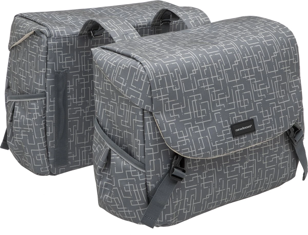 New Looxs Ivy Mondi Joy Dubbele Fietstas - 38 Liter - Grijs 1 New Looxs Ivy Mondi Joy Dubbele Fietstas - 38 Liter - Grijs