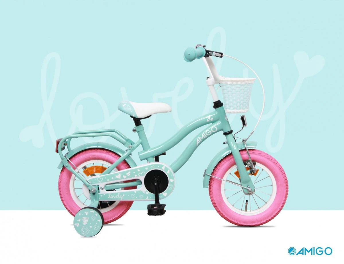 Amigo Lovely Meisjesfiets - Kinderfiets 12 Inch - Turquoise 12 Amigo Lovely Meisjesfiets - Kinderfiets 12 Inch - Turquoise - Afbeelding 12