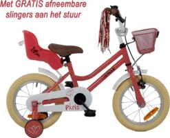 2Cycle Paris Meisjesfiets - 14 Inch - Roze-Wit - Met Poppenzitje - Meisjesfiets -Fietsen Kortingswinkel 1200x970