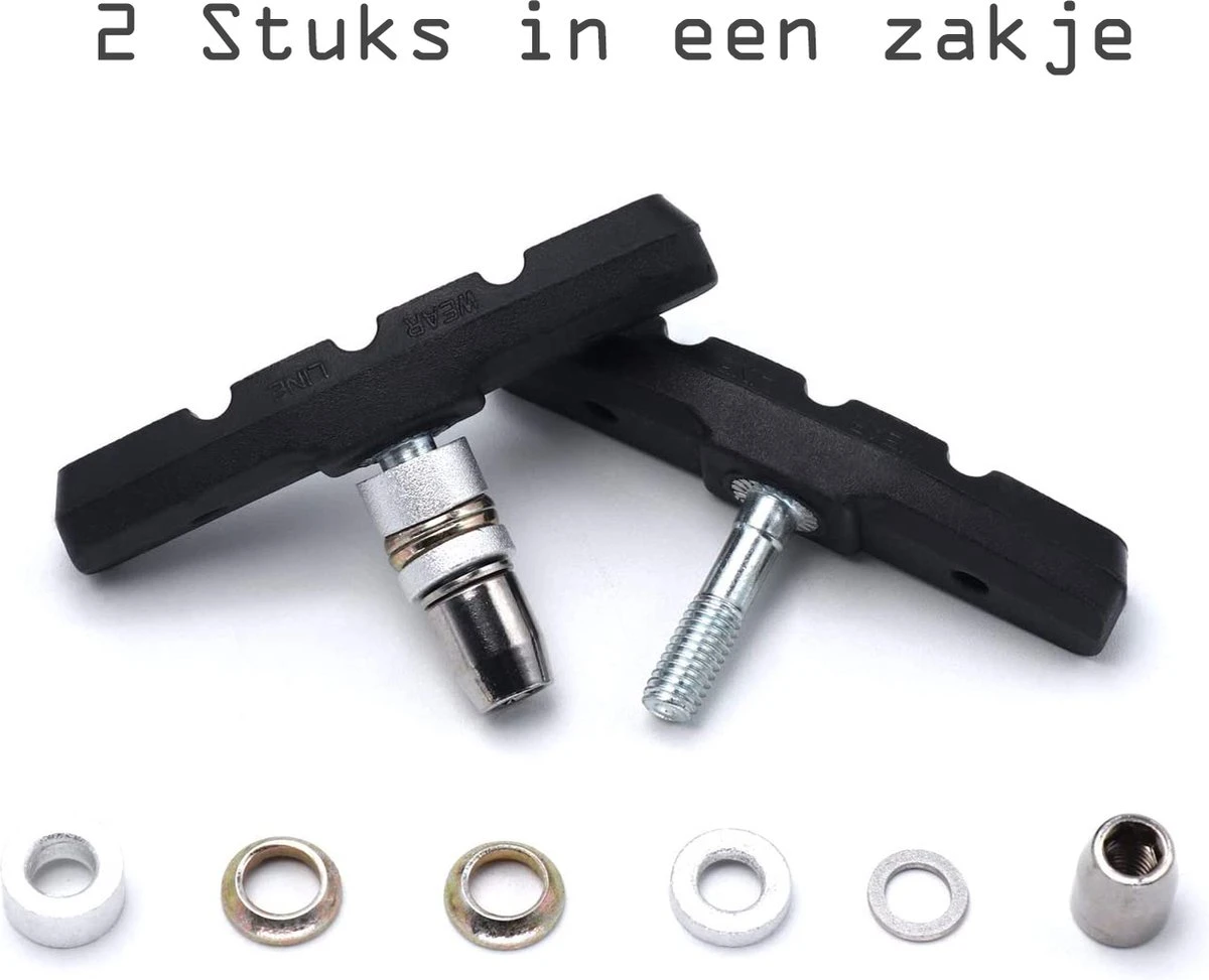 4 Set Universele Rubberen Fiets V Remblokken Set - 4 Paar – 8 Stuks – 70mm | Rubber Remblokjes | Fietsen Remblok | Remblokkenset | Remblokset Geschikt Voor Mountainbike, Stadsfiets, Vouwfiets En Tourfiets 6 4 Set Universele Rubberen Fiets V Remblokken Set - 4 Paar – 8 Stuks – 70mm | Rubber Remblokjes | Fietsen Remblok | Remblokkenset | Remblokset Geschikt Voor Mountainbike, Stadsfiets, Vouwfiets En Tourfiets - Afbeelding 6