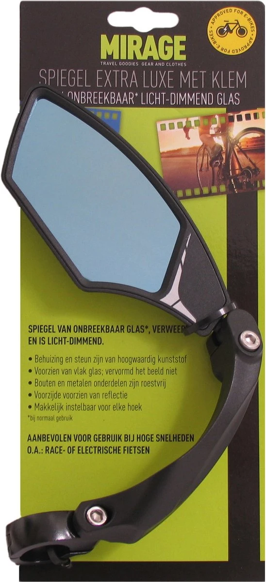 Fietsspiegel - Spiegel Mirage Links - Dimmend Glas - Multi-verstelbaar - Voor Speed-pedelec 1 Fietsspiegel - Spiegel Mirage Links - Dimmend Glas - Multi-verstelbaar - Voor Speed-pedelec