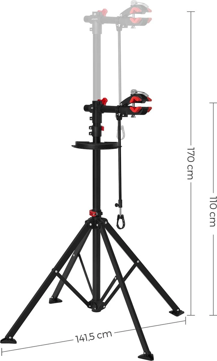 ACAZA Fiets Bevestigingsstandaard Met Snelsluiting, Gereedschapshouder En Stuurhouder, Lichte En Draagbare Reparatie Standaard Voor Fietsen, Zwart Statief 6 ACAZA Fiets Bevestigingsstandaard Met Snelsluiting, Gereedschapshouder En Stuurhouder, Lichte En Draagbare Reparatie Standaard Voor Fietsen, Zwart Statief - Afbeelding 6