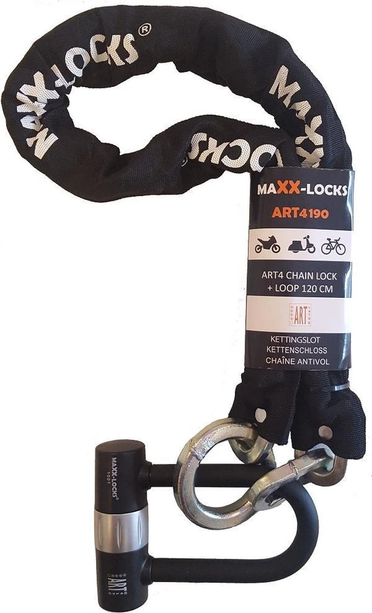 Maxx-Locks Tirau Scooterslot / Motorslot ART 4 Kettingslot + Loop - 150cm 2 Maxx-Locks Tirau Scooterslot / Motorslot ART 4 Kettingslot + Loop - 150cm - Afbeelding 2