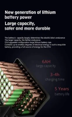 DYU D3F Opvouwbare Elektrische Fiets, Slimme Mountainbike Voor Volwassenen, 240W Aluminiumlegering Fiets Verwijderbare 36V/10Ah Lithium-ion Batterij Met 3 Rijmodi -Fietsen Kortingswinkel 742x1200 1