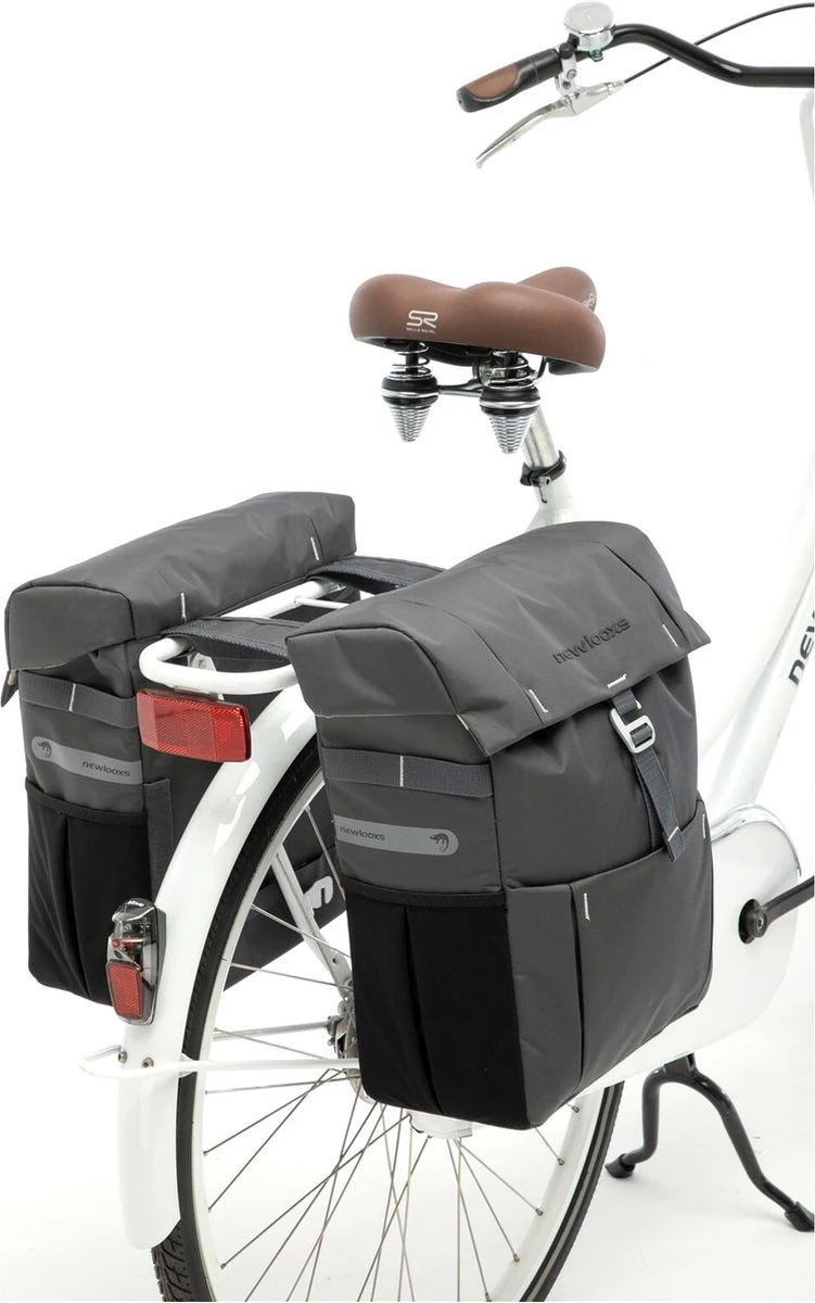 New Looxs Vigo Double Dubbele Fietstas - 37 Liter - Grijs 2 New Looxs Vigo Double Dubbele Fietstas - 37 Liter - Grijs - Afbeelding 2