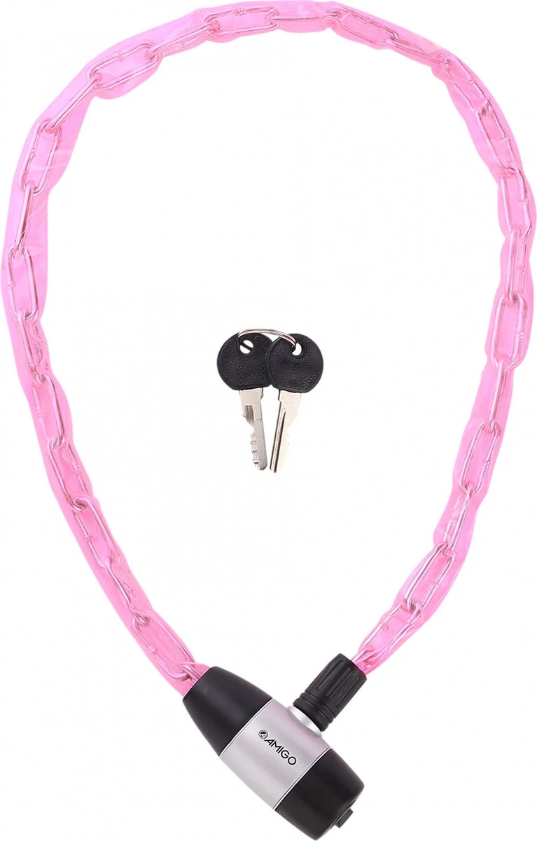 Amigo 8035 Kettingslot - Fietsslot 80 Cm - Roze 1 Amigo 8035 Kettingslot - Fietsslot 80 Cm - Roze