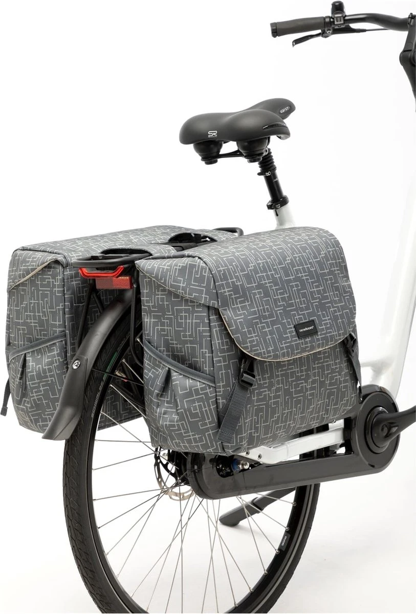 New Looxs Ivy Mondi Joy Dubbele Fietstas - 38 Liter - Grijs 6 New Looxs Ivy Mondi Joy Dubbele Fietstas - 38 Liter - Grijs - Afbeelding 6