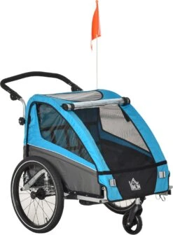 HOMCOM 3-in-1 Kinderaanhanger Jogger Fietskar Voor 2 Kinderen Aluminium 440-018 -Fietsen Kortingswinkel 883x1200 1