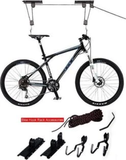 Merkloos Decopatent® Fietslift Ophangsysteem - Ophangen Fiets Aan Plafond - Fietstakel - Fietshaak - Dubbele Fietsophangsysteem Met Katrol -Fietsen Kortingswinkel 951x1200