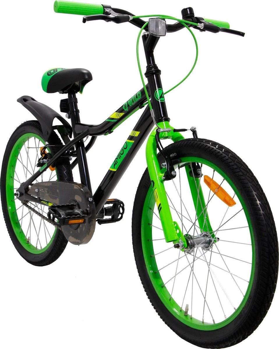 Amigo Wild - Mountainbike 20 Inch - Voor Jongens En Meisjes - Zwart/Groen 2 Amigo Wild - Mountainbike 20 Inch - Voor Jongens En Meisjes - Zwart/Groen - Afbeelding 2