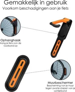 Fiets Ophangbeugel - Zwart / Oranje - Cycling WallMount - Muurhouder Fiets - Muurbeugel Wandhouder Wandbeugel - Muurbevestiging Ophangsysteem - Muur Houder Fietsbeugel Fietshaak -Fietsen Kortingswinkel 983x1200
